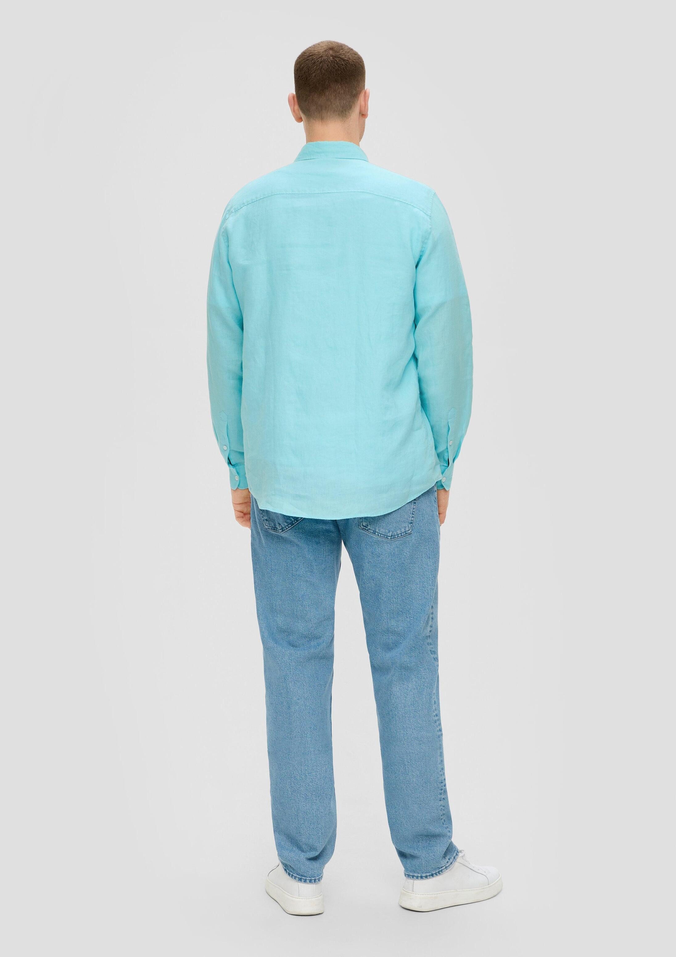 s.Oliver Langarmhemd Hemd Leinenhemd mit Button-Down-Kragen