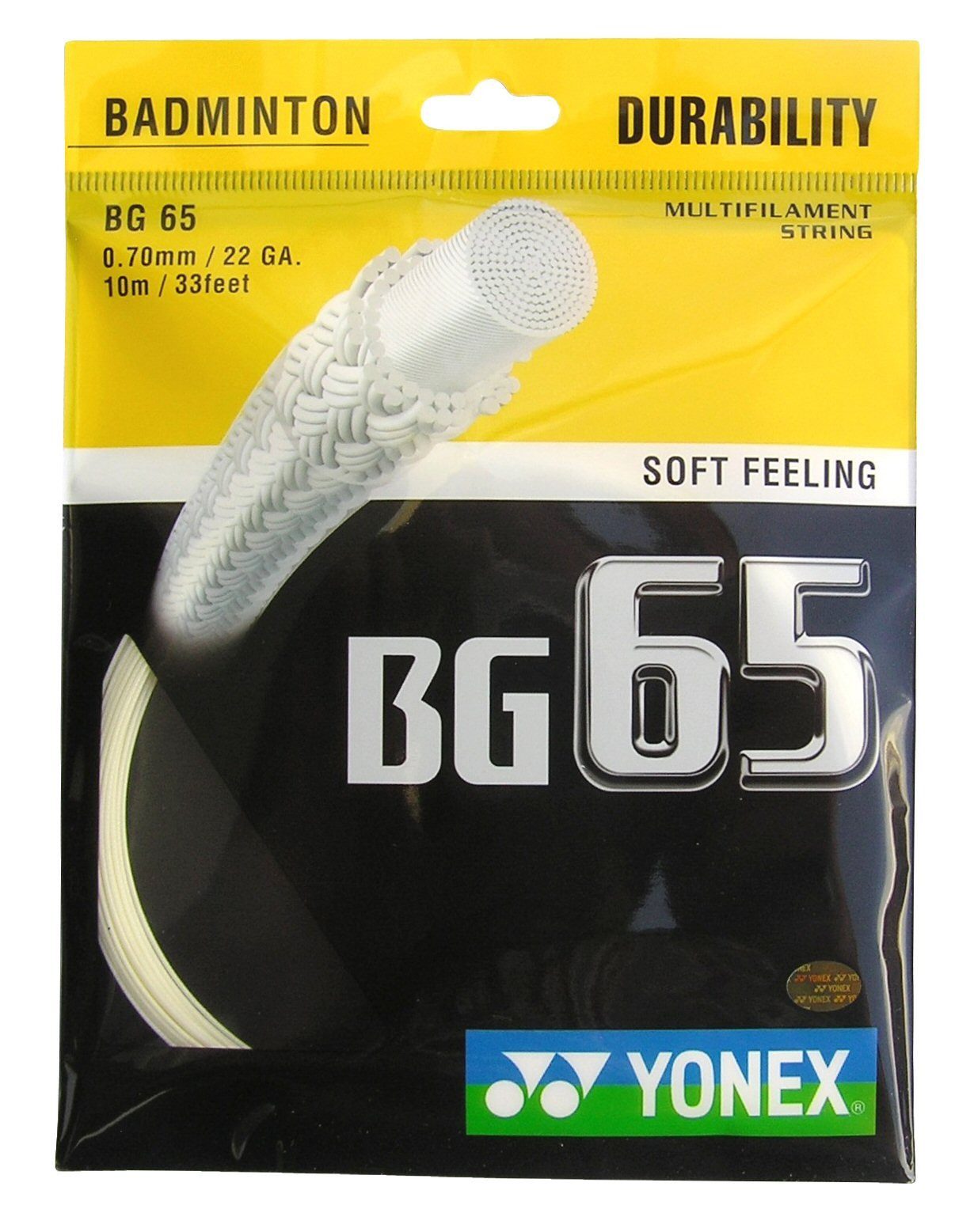 Yonex Badmintonsaite BG65 (Allround+Haltbarkeit) natur 10m Set, Saitendicke: 0.70