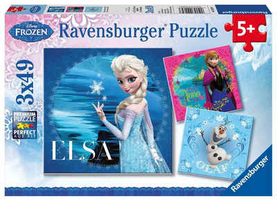 Ravensburger Puzzle Disney Frozen: Elsa, Anna & Olaf. Puzzle 3 x 49 Teile, 49 Puzzleteile