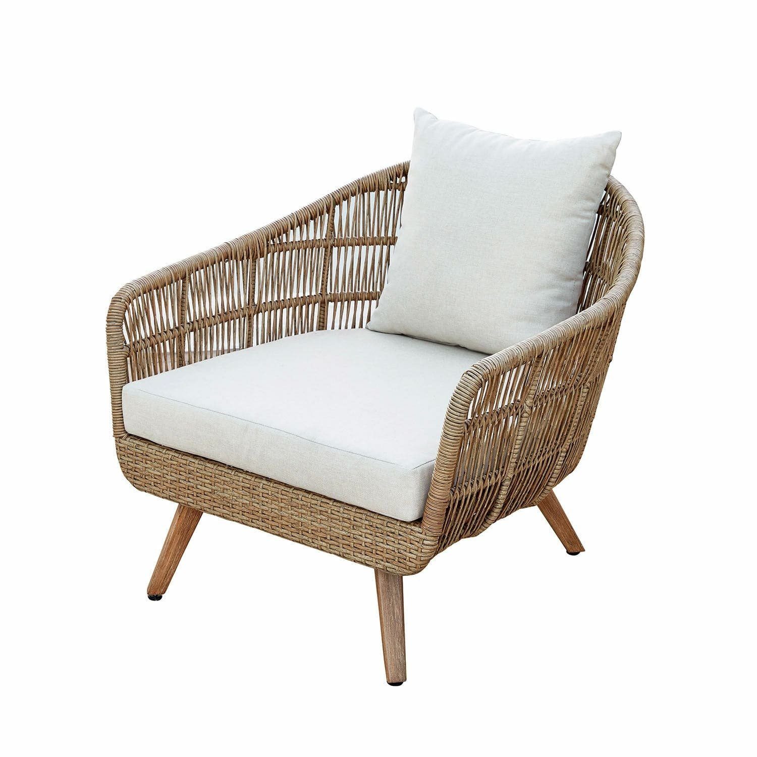 Mirabeau Gartensessel charmanter Relaxsessel Hamil im Retro-Style & Akazienholz-Füßen braun (elegant, inkl. abnehmbare Sitz‑ & Rückenkissen), Outdoor-Sessel, Gartenstuhl, B 90 cm, H 80 cm, T 91,5 cm