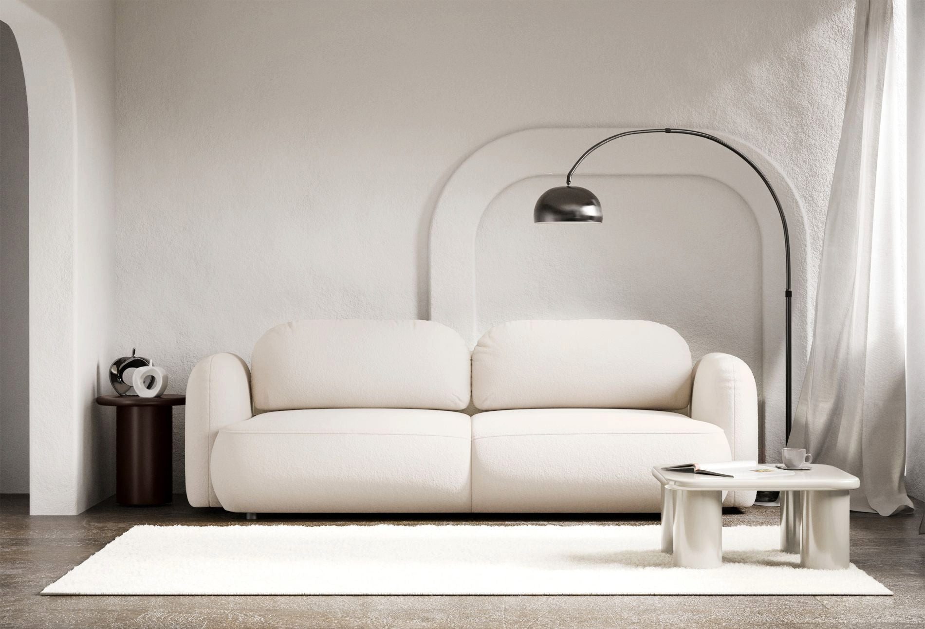 Selsey Schlafsofa, 3-Sitzer mit Schlaffunktion, Bettkasten, Bouclé / Chenille, 253 cm