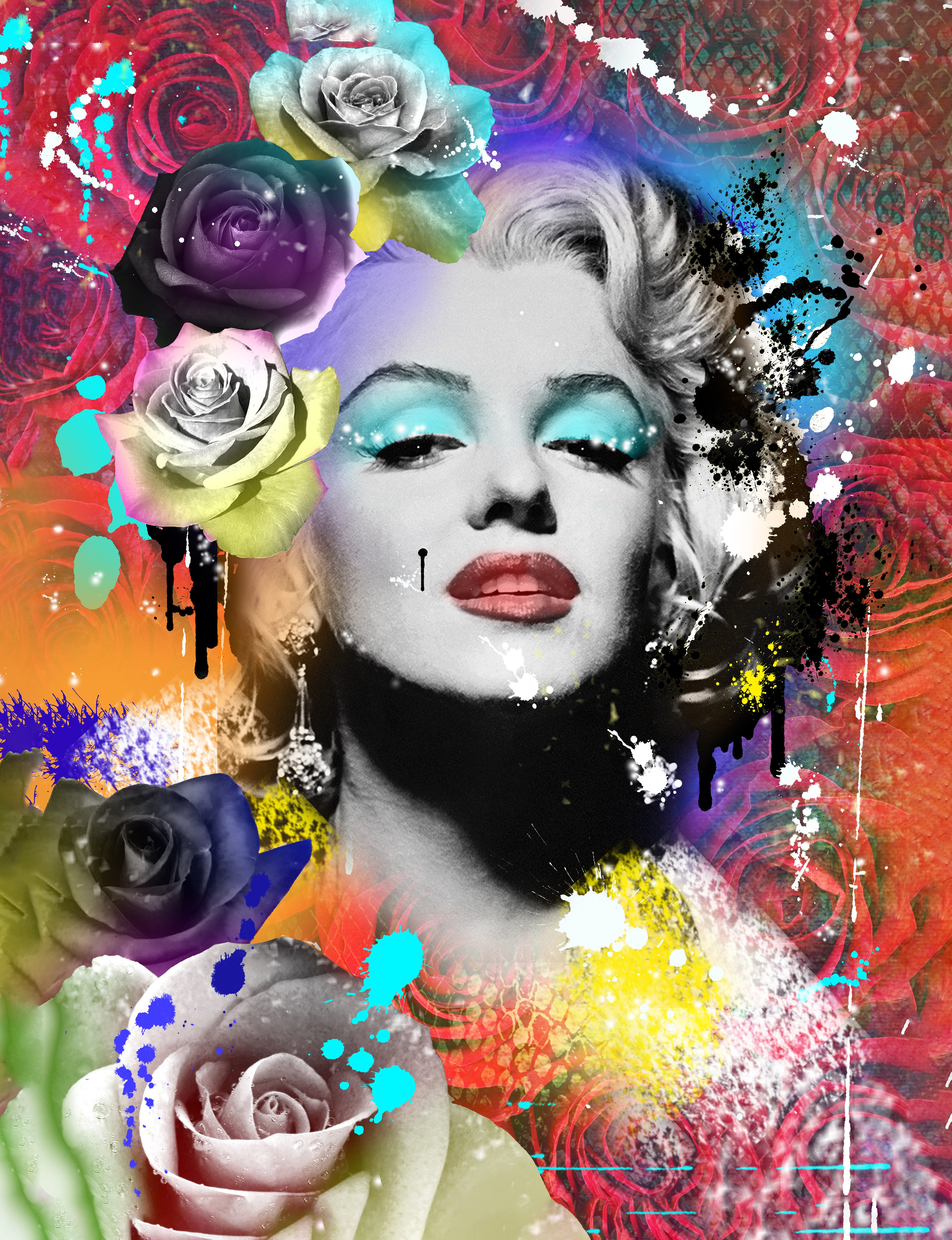 Affengeilebilder Leinwandbild Marilyn Art by Frank Amoruso auf Keilrahmen gespannt, (1 St), Kunstdruck Wandbild Bild in verschiedenen Formaten
