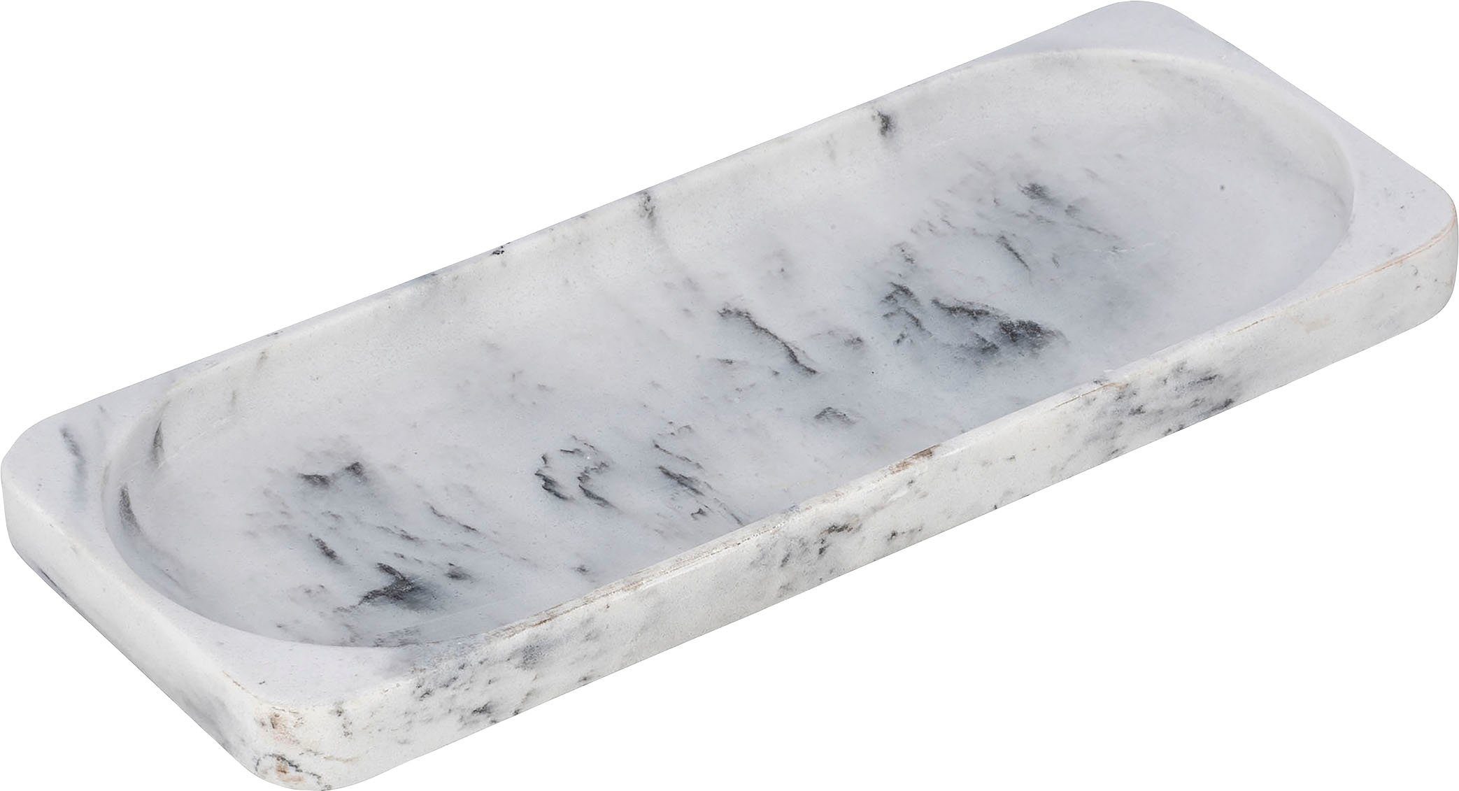 zarter Elegante in Desio, Ablageelement 1 in weiß, Badablage grau Natursteinoptik Ablageschale, Marmorstruktur WENKO mit