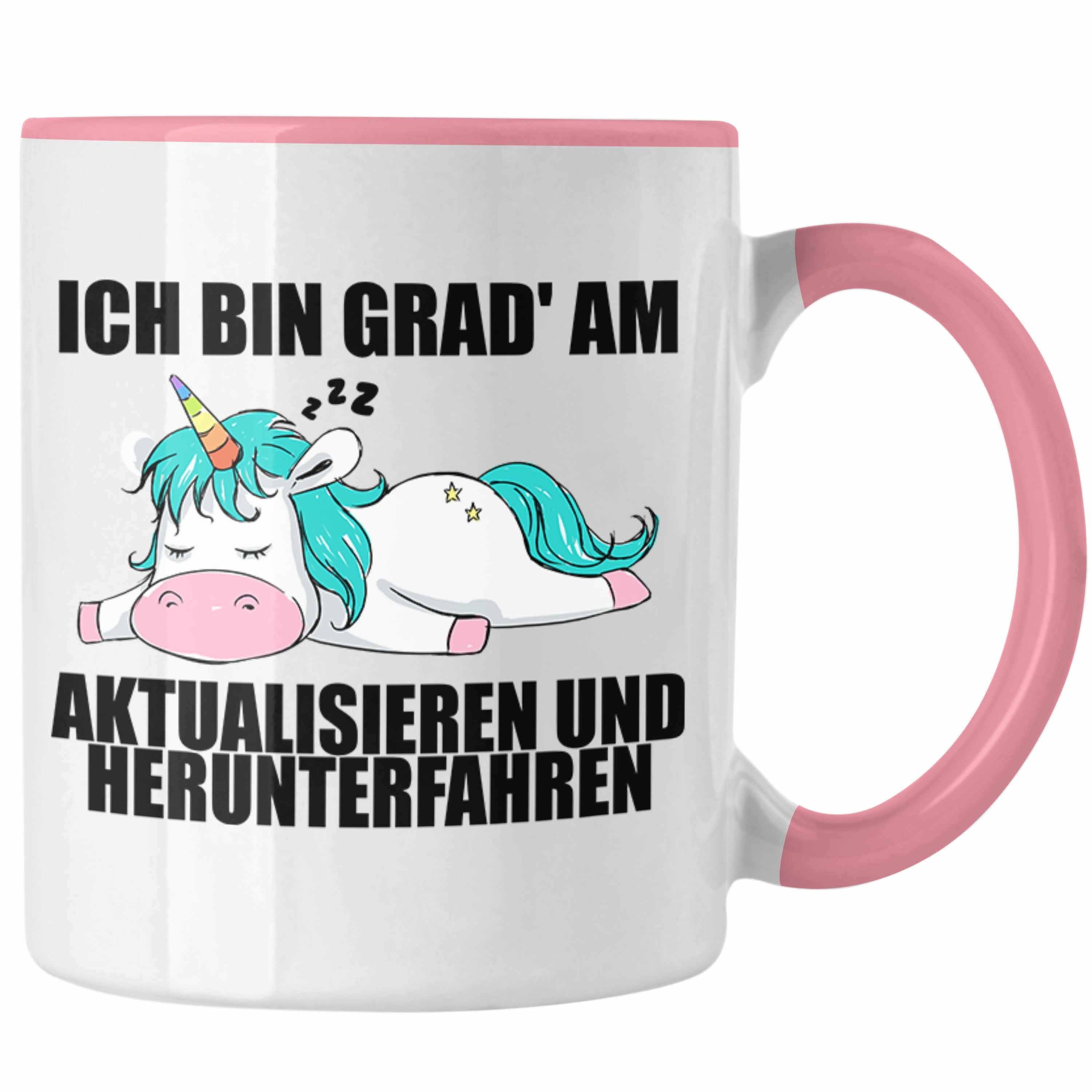 Trendation Tasse Trendation - Lustige Einhorn Spruch Mitarbeiter Geschenk Arbeitskollege Tasse Kollegin Abschiedsgeschenk Rosa