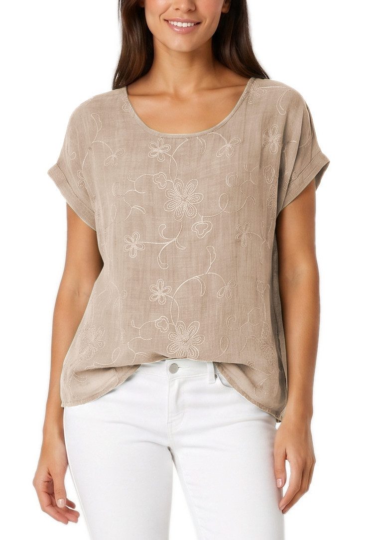 Kurzarmbluse Kurzarm Bluse Elegantes Baumwollshirt Damen einfarbig Blusenshirt