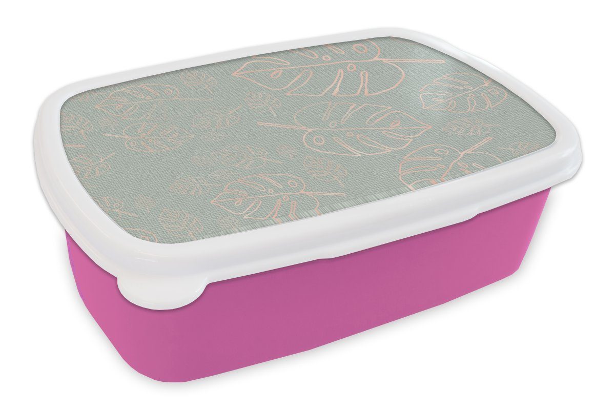 MuchoWow Lunchbox Muster - Luxus - Blau - Rosa, Kunststoff, (2-tlg), Brotbox für Erwachsene, Brotdose Kinder, Snackbox, Mädchen, Kunststoff