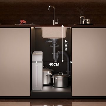 CECIPA Granitspüle Küchenspülen Aufsatzspüle, Typ2-Haferflockenfarbe, 40/45 cm, 3 Stile zur Auswahl, 3 Farben verfügbar