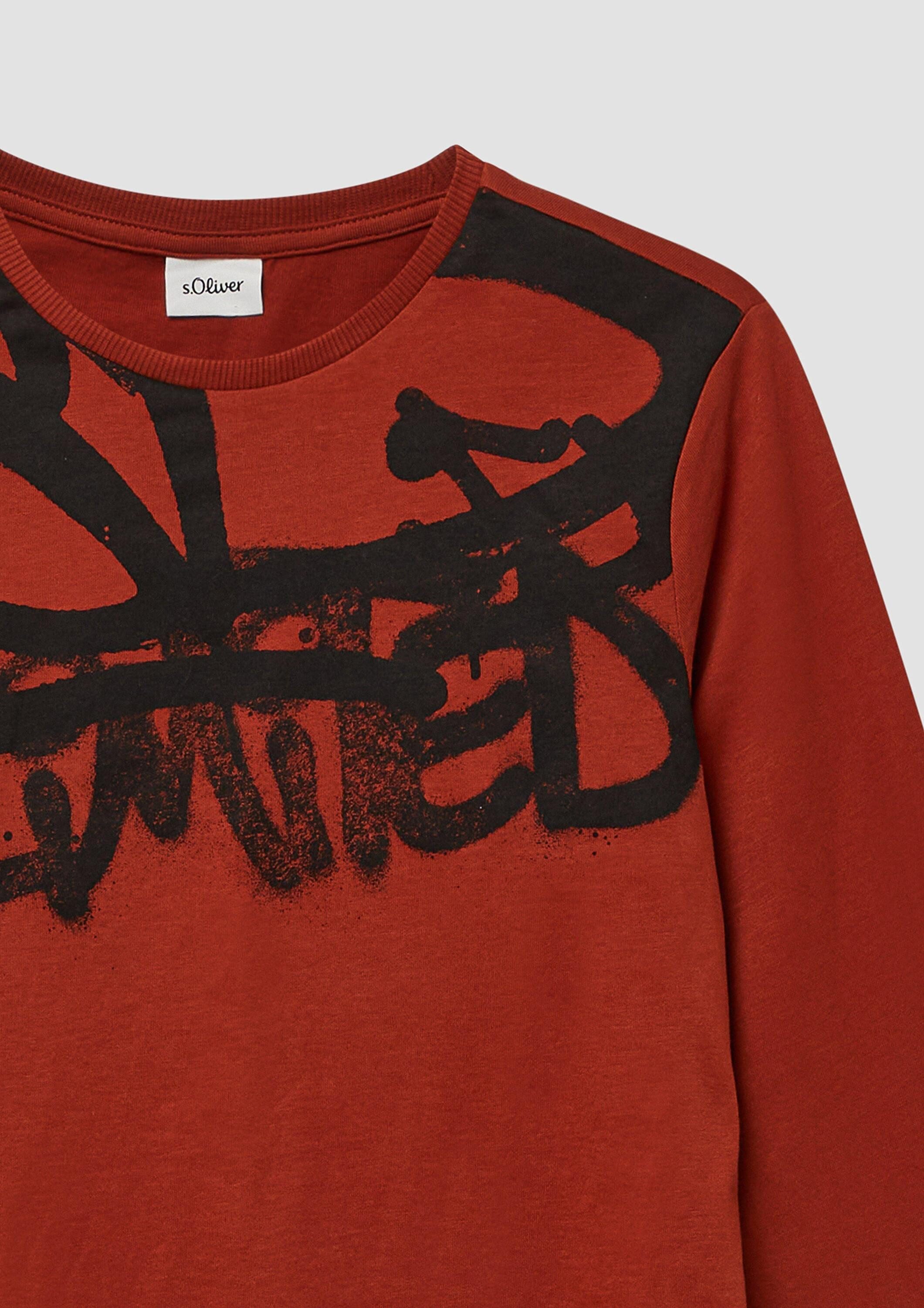 s.Oliver Langarmshirt T-Shirt Longsleeve mit Graffiti-Print – Bild 4 von 4