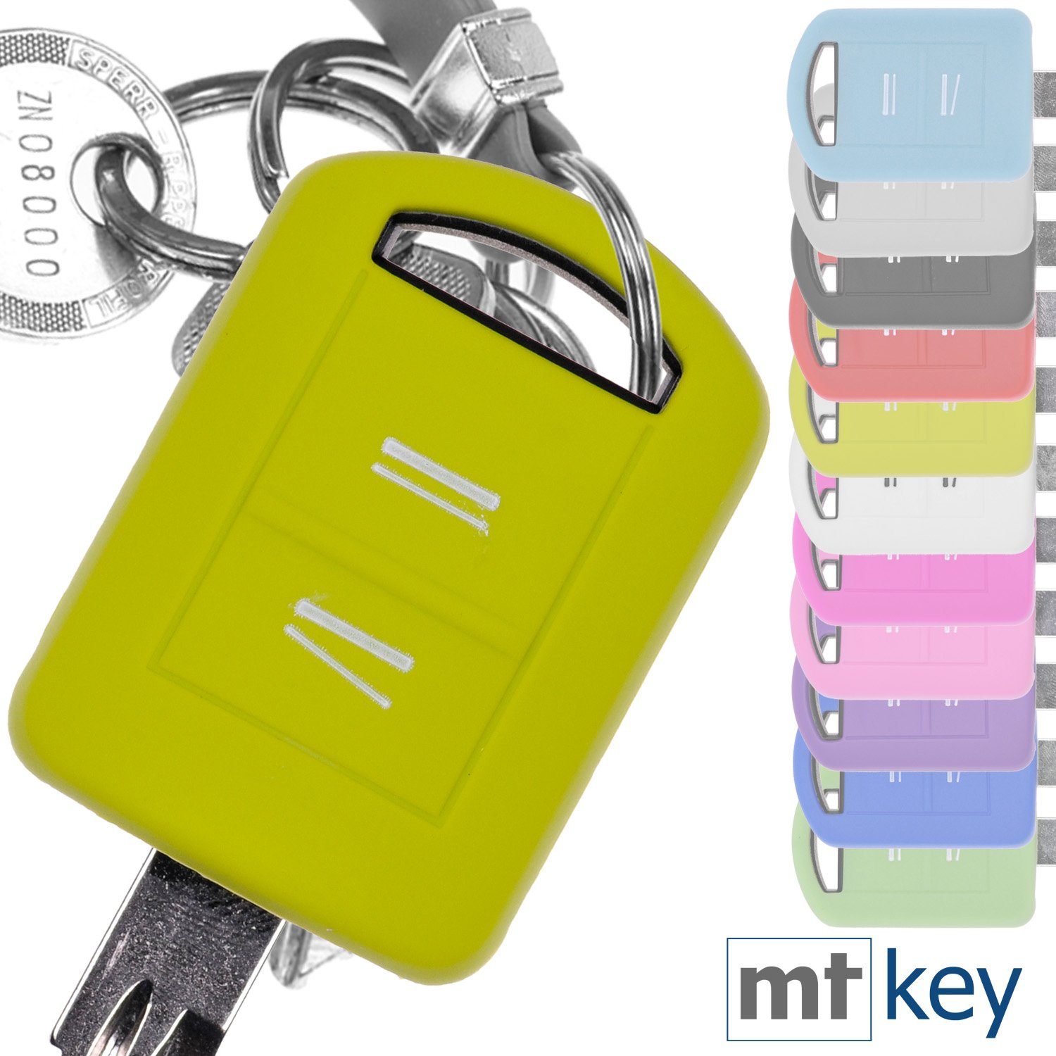 mt-key Schlüsseltasche Autoschlüssel Softcase Silikon Schutzhülle Apfelgrün, für Opel Combo C Corsa C Meriva A Tigra TwinTop