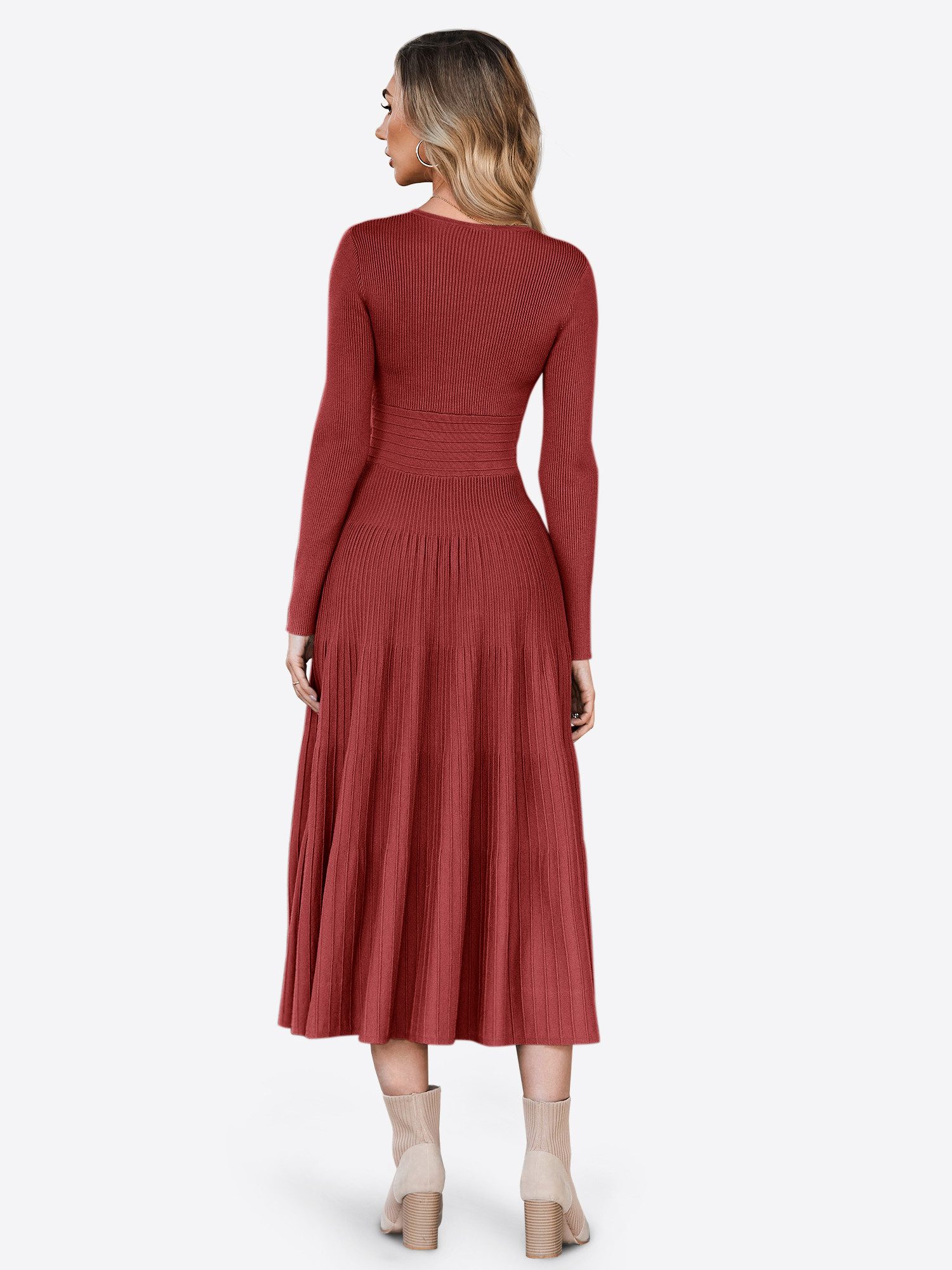 Imily Bela Strickkleid Damen Langarm Midi günstig online kaufen