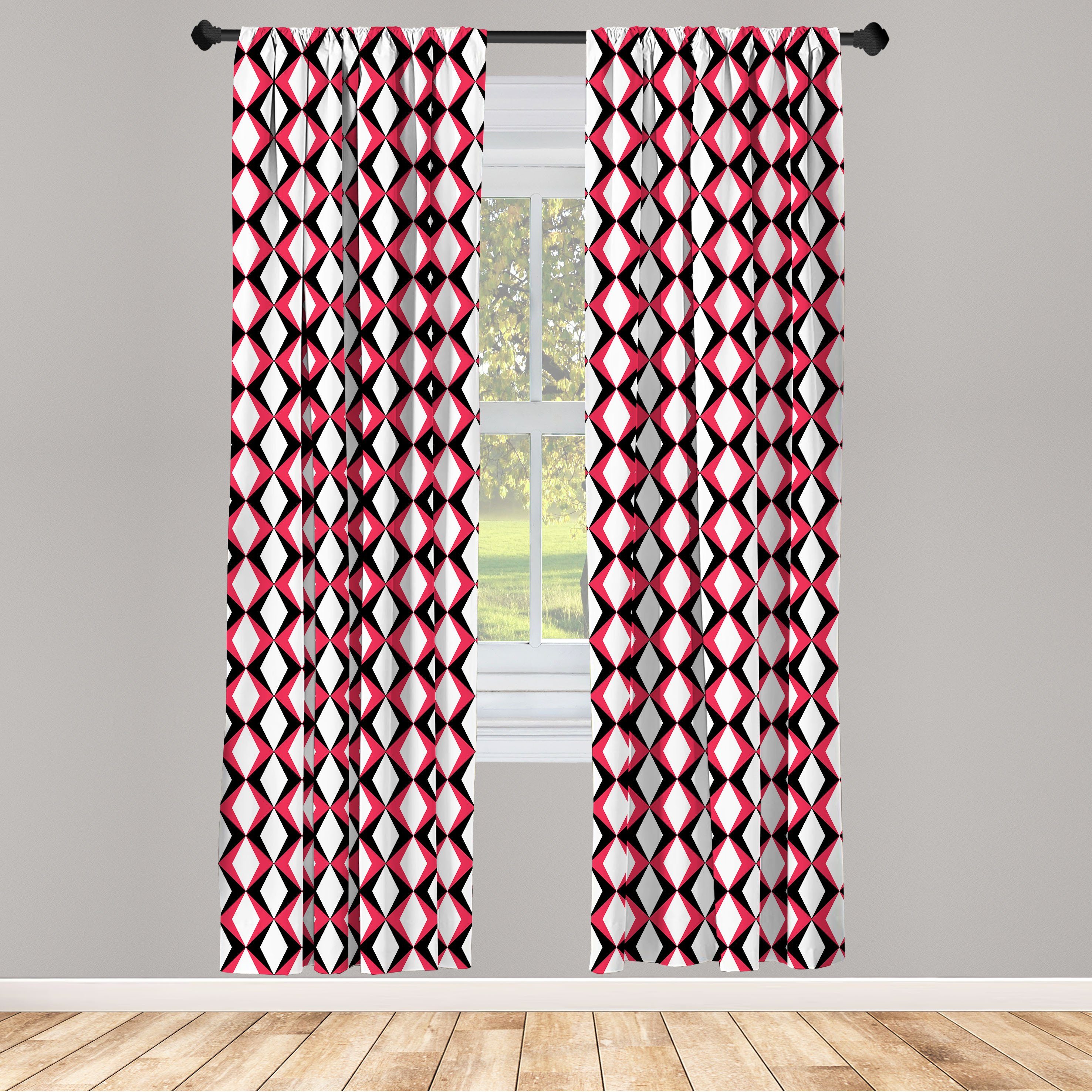 Gardine Vorhang für Wohnzimmer Schlafzimmer Dekor, Abakuhaus, Microfaser, Geometrisch Abstrakt Triangles | Fertiggardinen