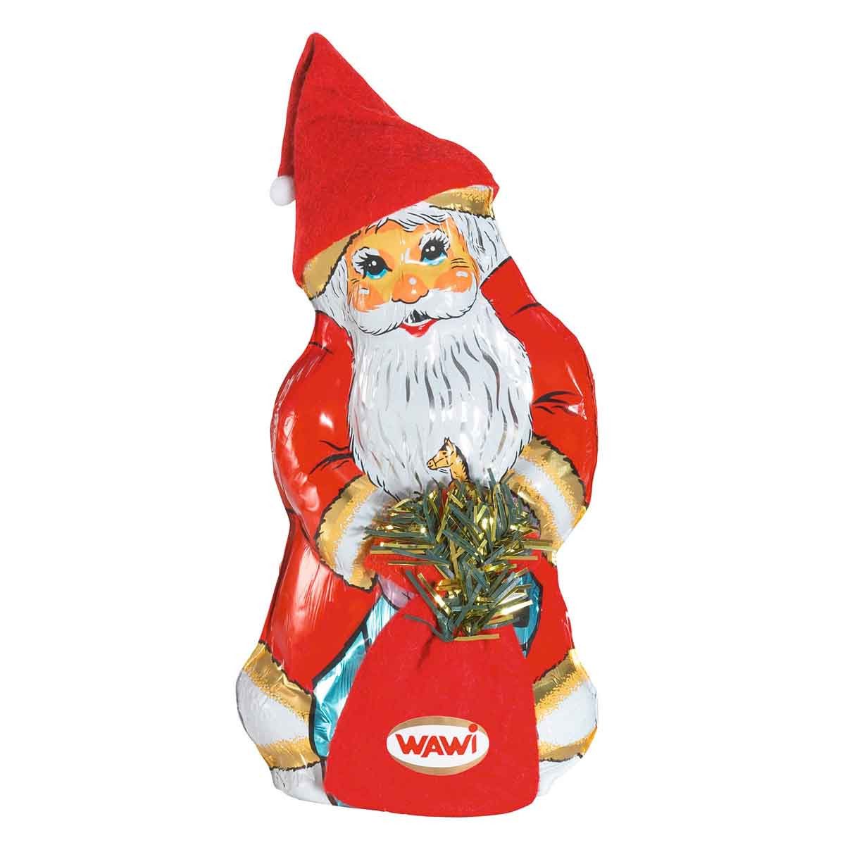 WAWI Schokolade, Wawi Weihnachtsmann mit Sack Hohlfigur Vollmilchschokolade 200g