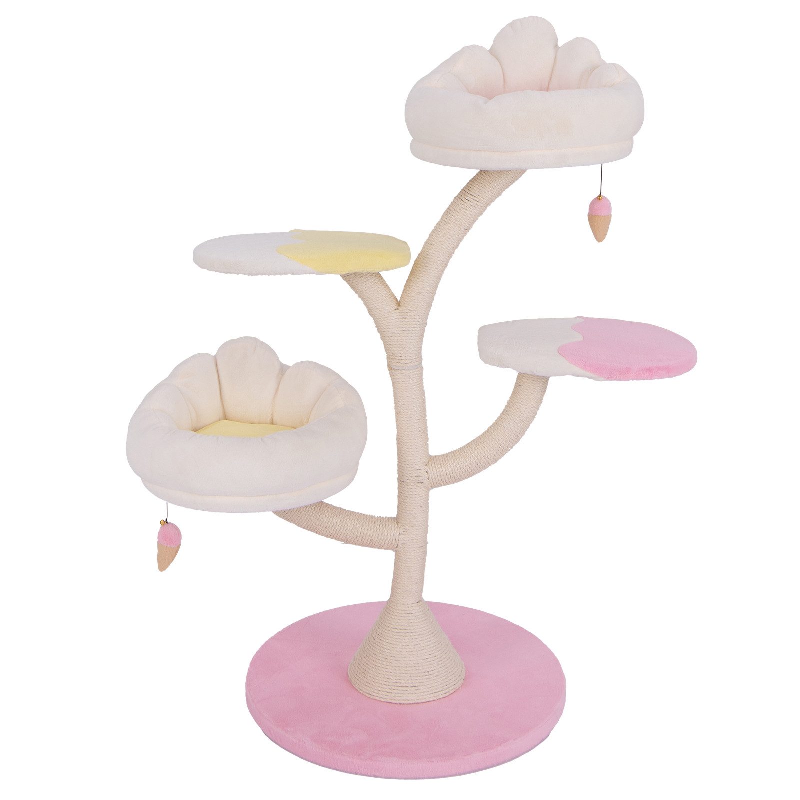 COSTWAY Kratzbaum, mit 2 Liegeflächen & 2 Plattformen & Spielball, 123cm hoch
