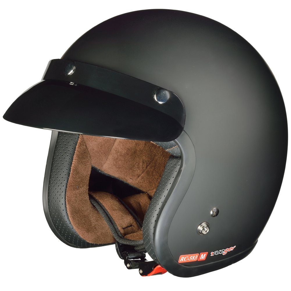 rueger-helmets Motorradhelm RC-583 Jethelm Motorradhelm Chopper Jet Motorrad Roller Bobber Helm ruegerRC-583 Matt Black M