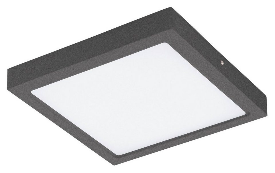 EGLO LED Außen-Deckenleuchte ARGOLIS, LED fest integriert, Warmweiß, L30 x  H4 x B30 cm / inkl. 1 x LED-Platine / spritzwassergeschützt, LED-Außendeckenleuchte  aus Aluguss in anthrazit
