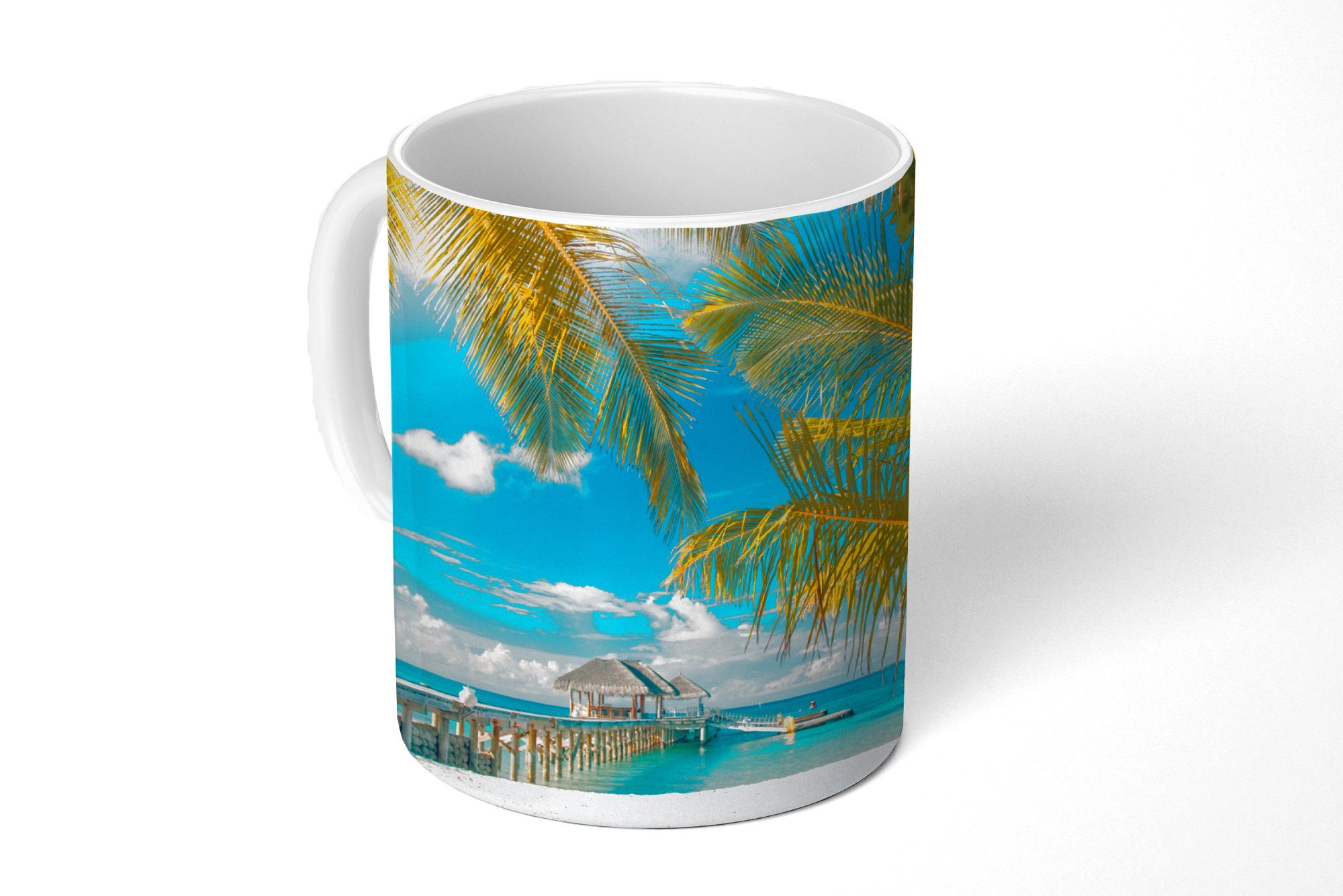 MuchoWow Tasse Tropisch - Strand - Palme, Keramik, Kaffeetassen, Teetasse, Becher, Teetasse, Geschenk