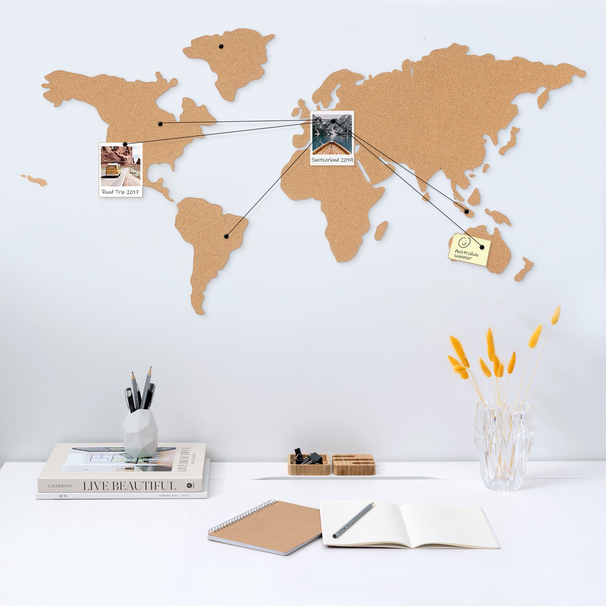 Navaris Memoboard Navaris Kork Pinnwand Weltkarte günstig online kaufen