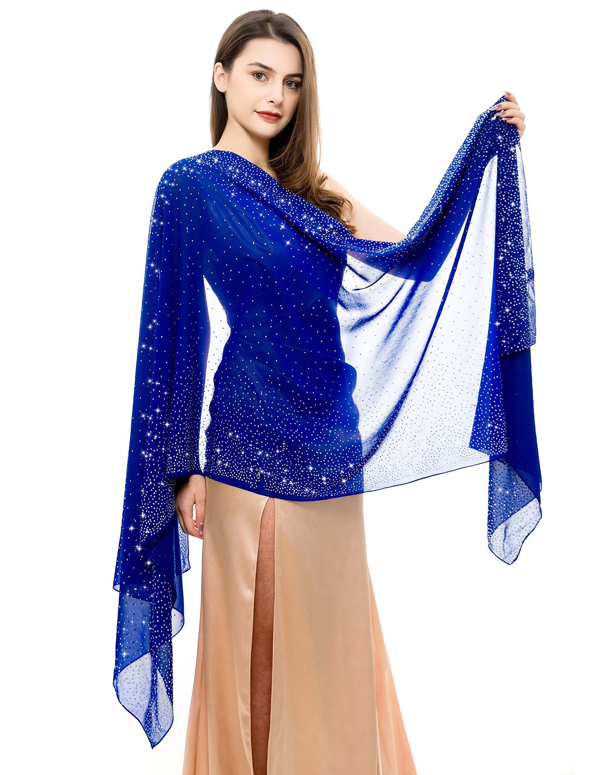 Zaewry Modeschal Glänzender Modeschal, Damen-Strass-Schal, modischer Chiffon-Schal, Stola für Abendkleider