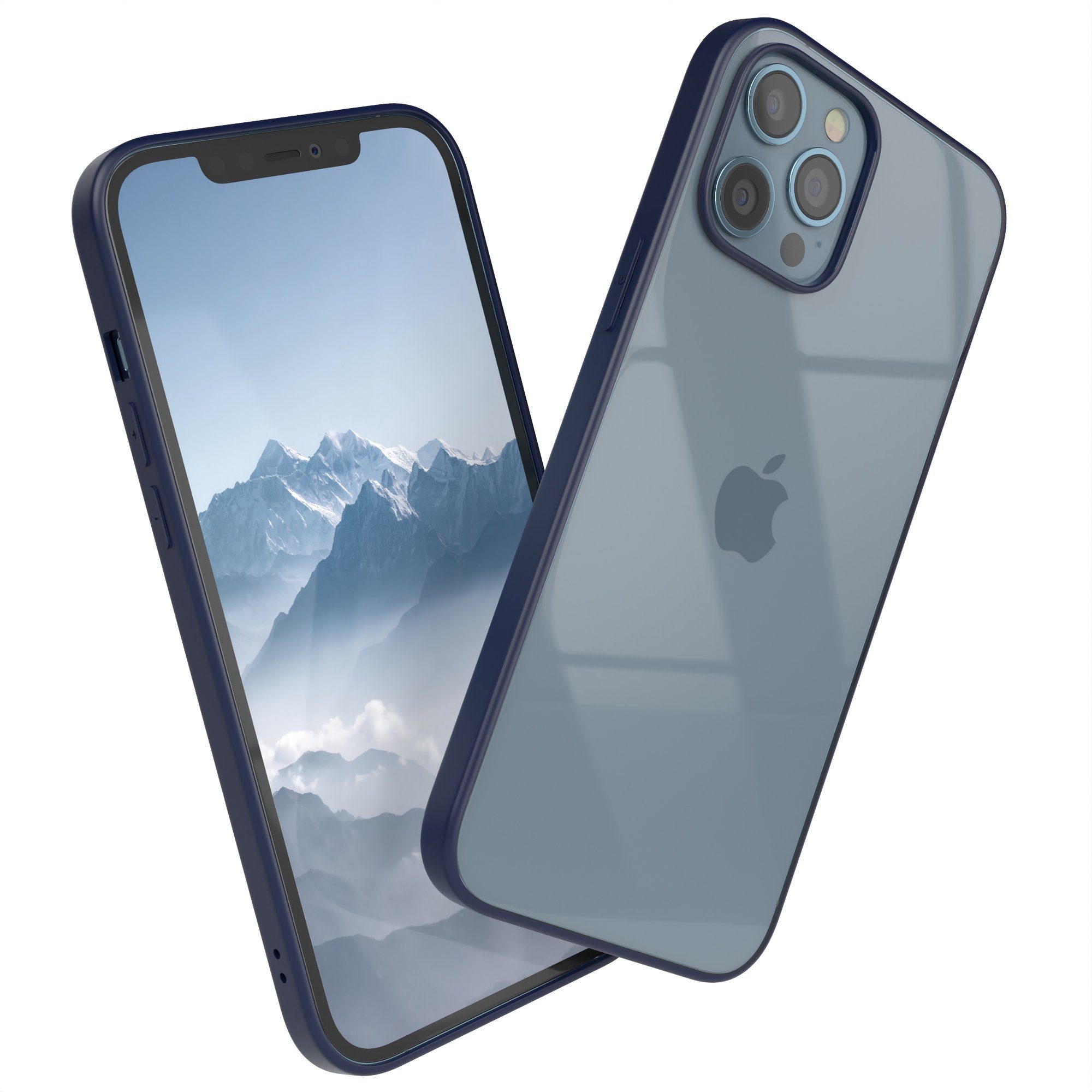 EAZY CASE Handyhülle Bumper Case für Apple iPhone 12 Pro Max 6,7 Zoll, Handyhülle Dünn mit Kameraschutz Hybrid Handyhülle Rand Nacht Blau