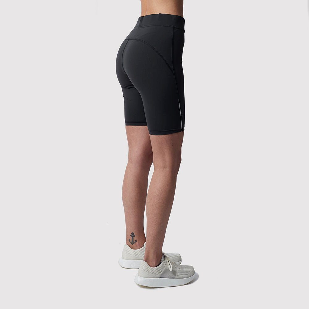 Sport Sporthosen runamics Lauftights Kurze Damen Sport Leggings / Running Tights mit Taschen - schwarz