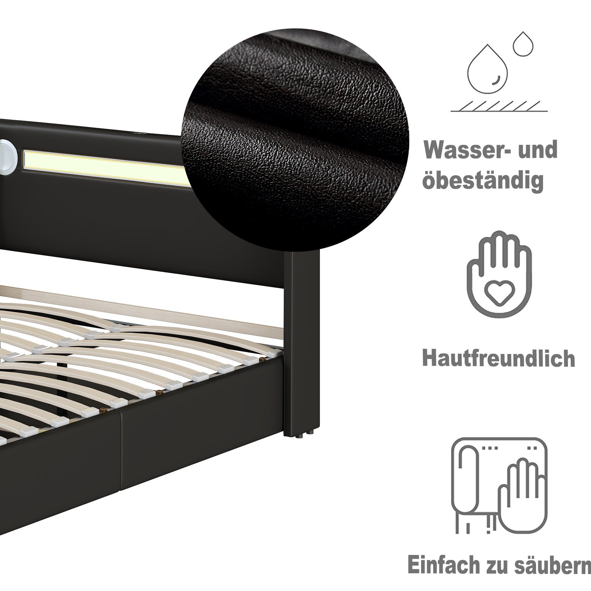 Merax Polsterbett mit Bettkasten und Lattenrost, günstig online kaufen