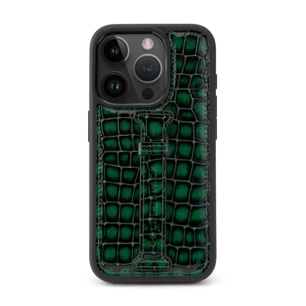 GOLDBLACK Handyhülle GOLDBLACK iPhone 15 Pro Lederhülle Milano-Design grün mit
