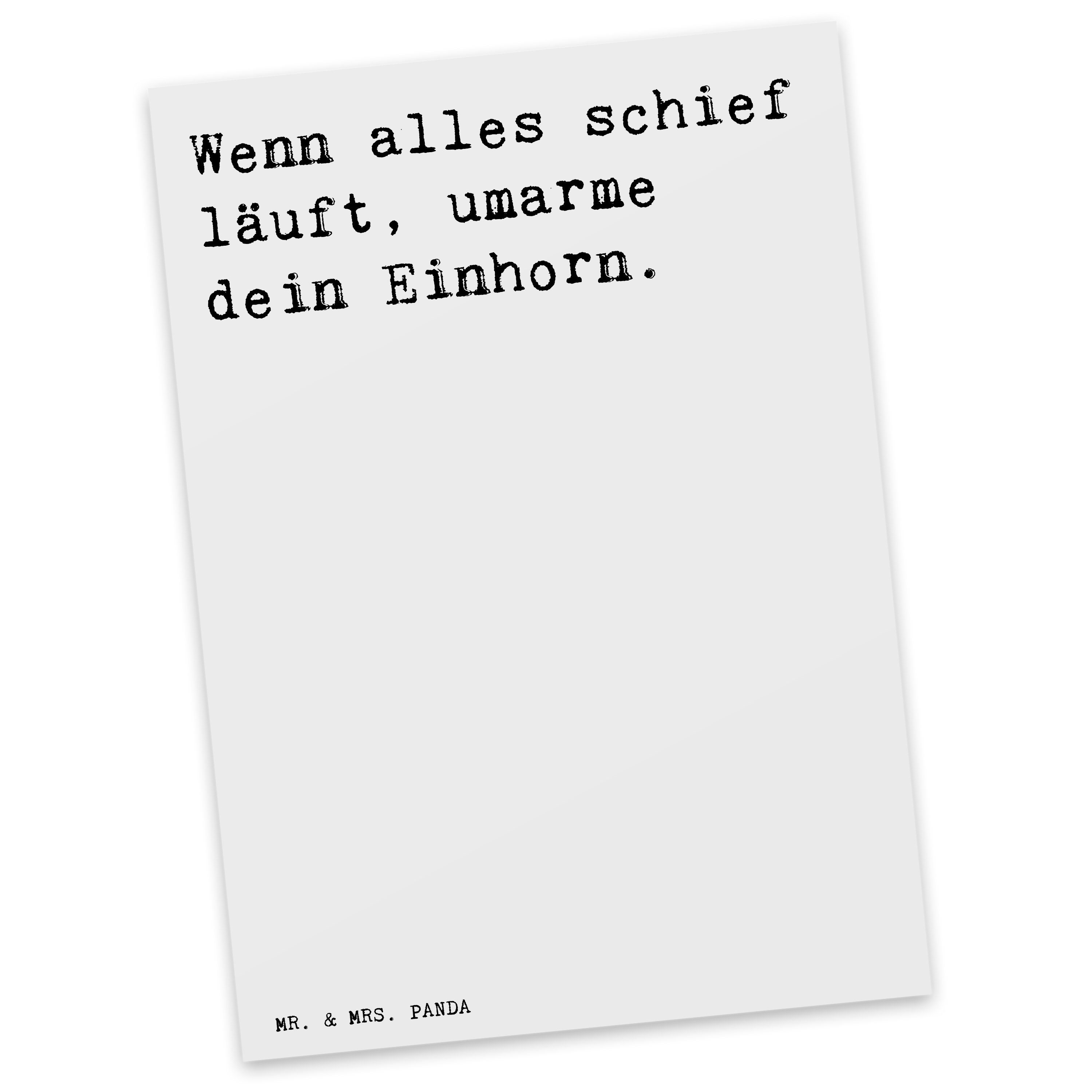 Mr. & Mrs. Panda Postkarte »Wenn alles schief läuft,... Weiß