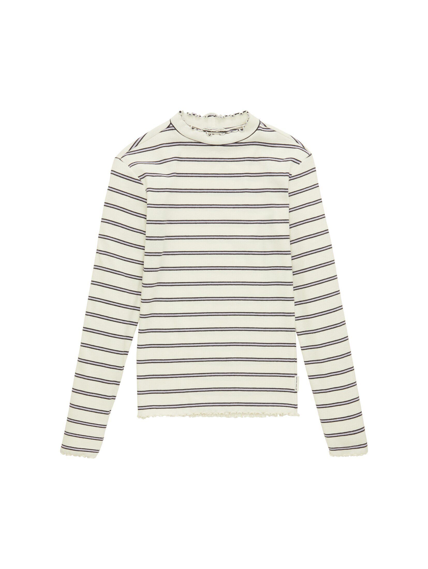 TOM TAILOR offwhite stripe Langarmshirt T-Shirt purple Gestreiftes