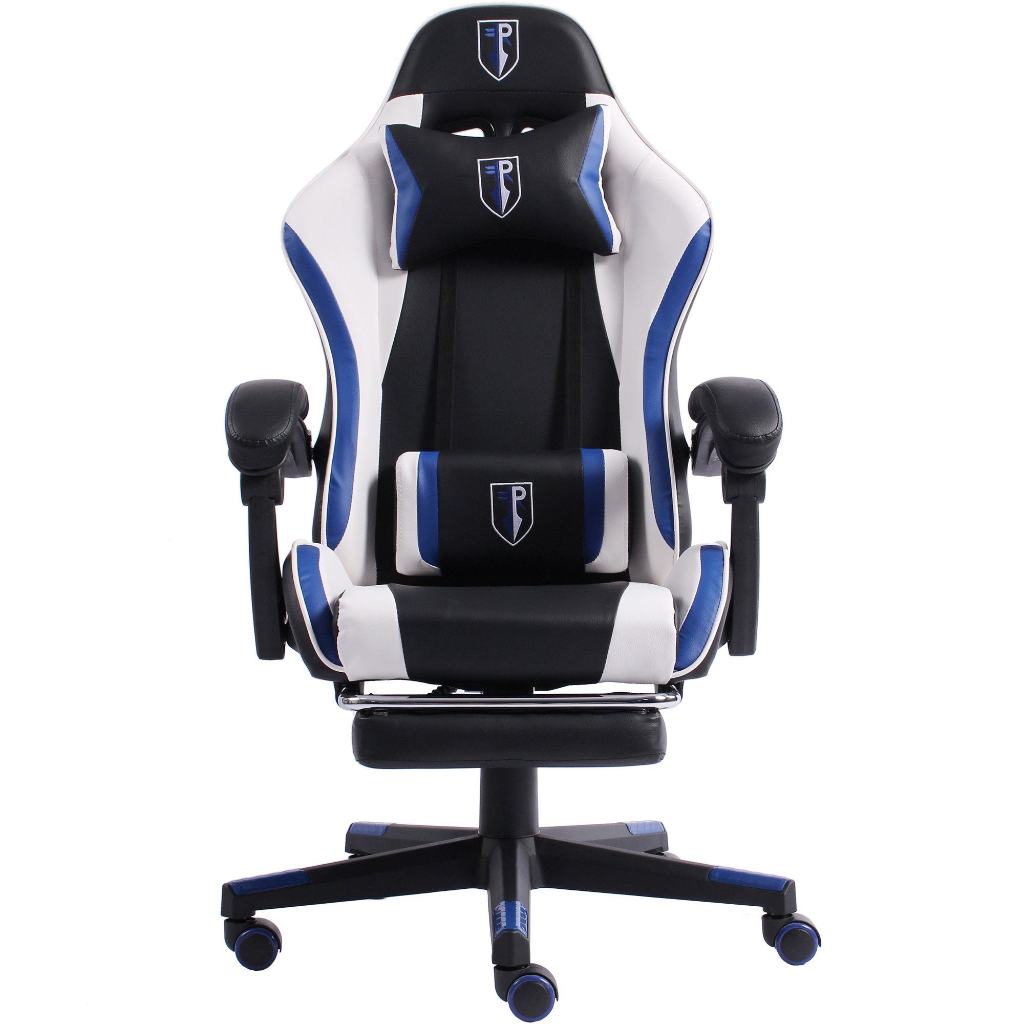 Racing-Design Fußstütze Schwarz/Weiß-Blau mit im TRISENS (1 Bürostuhl Chefsessel Gaming Stuhl Drehstuhl Arijus Stück),