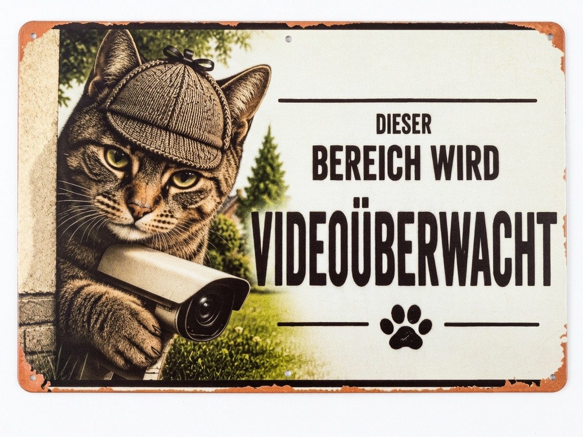 BAY-Sports Warnschild Videoüberwachung Achtung Bereich wird Videoüberwacht Metallschild 30cm, Überwachungskamera Hinweis Betreten verboten