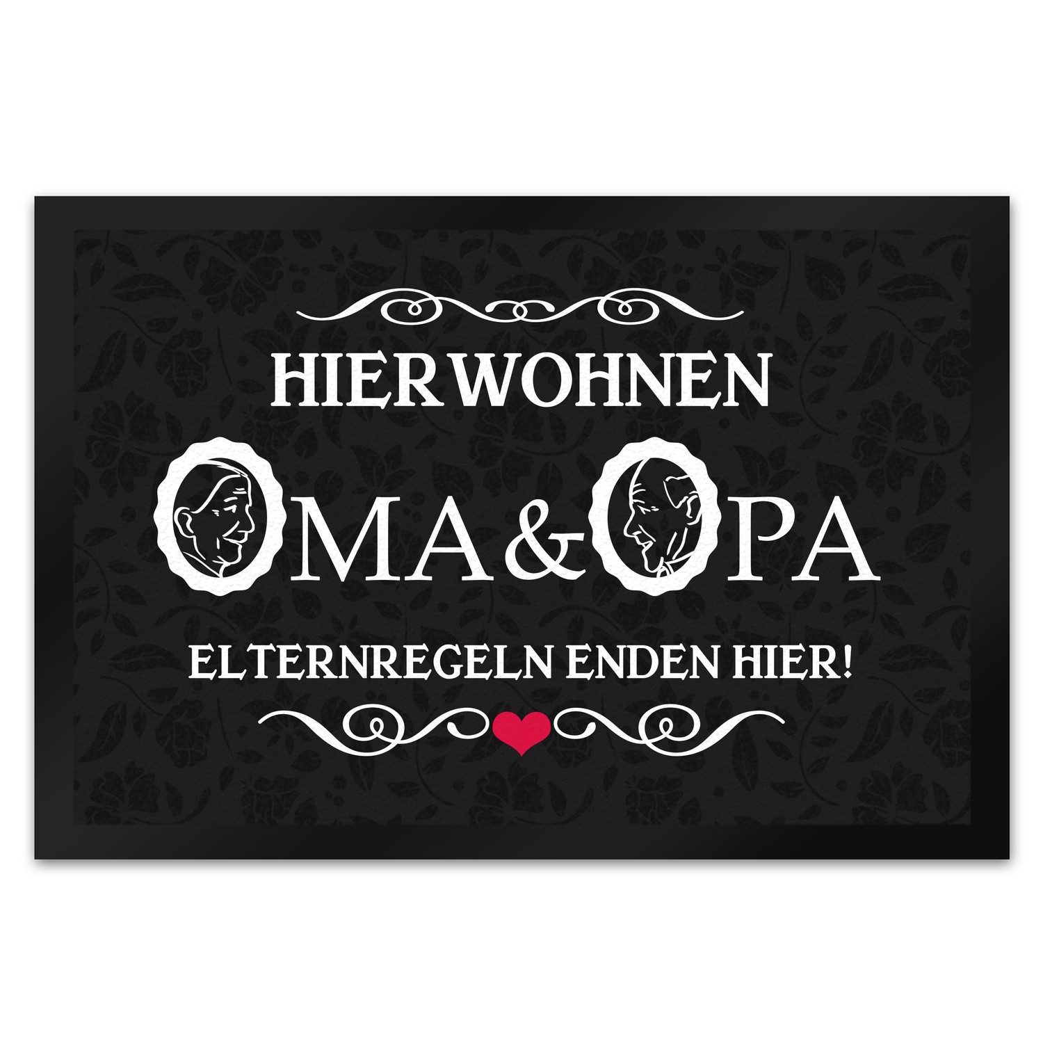 speecheese Fußmatte Hier wohnen Oma & Opa Fußmatte XL in 40x60 cm im Vintage-Look