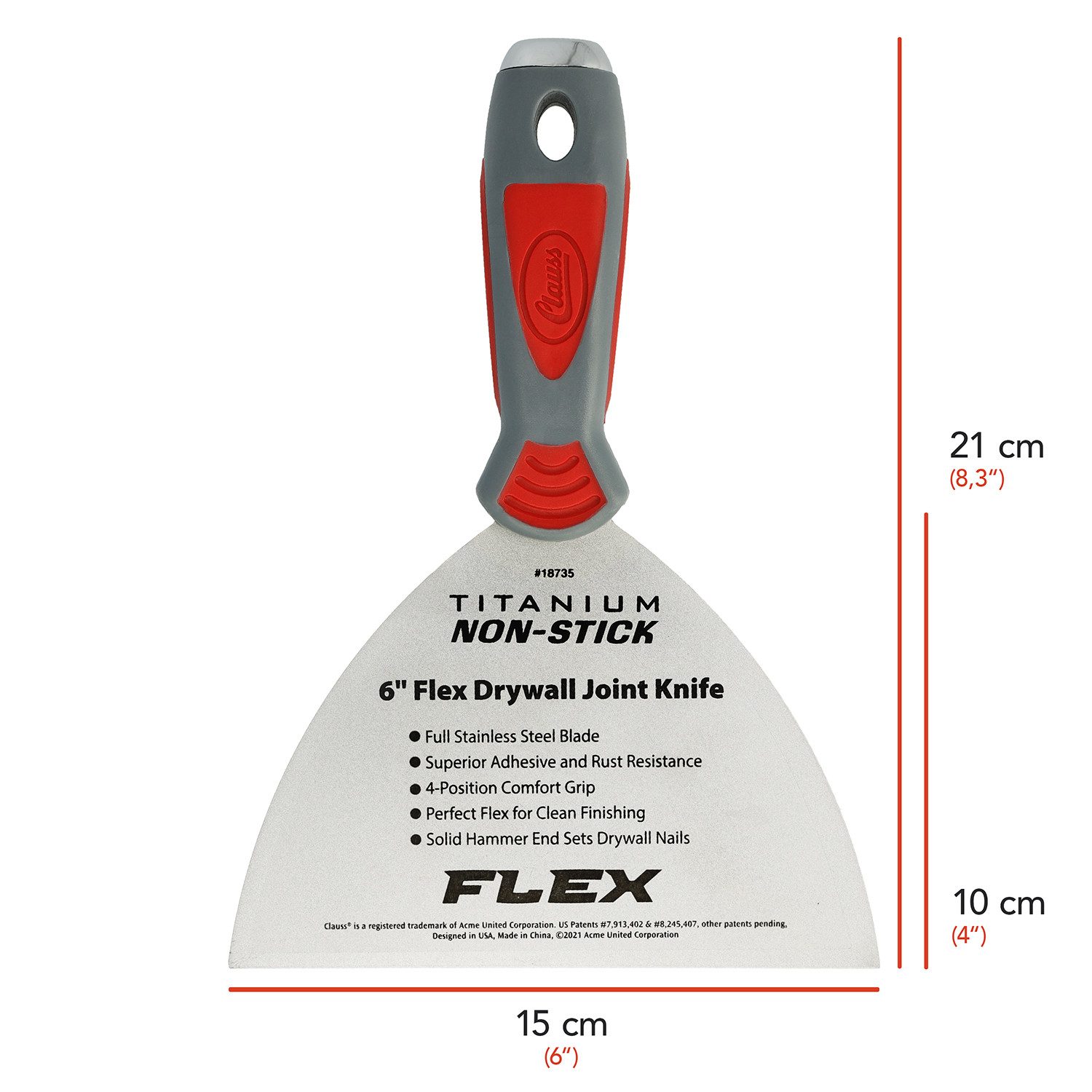 CLAUSS Flexspachtel Spachtel 6" (15,2 cm) mit flexibler Klinge in Profiqualität Titanium Antihaftbeschichtung