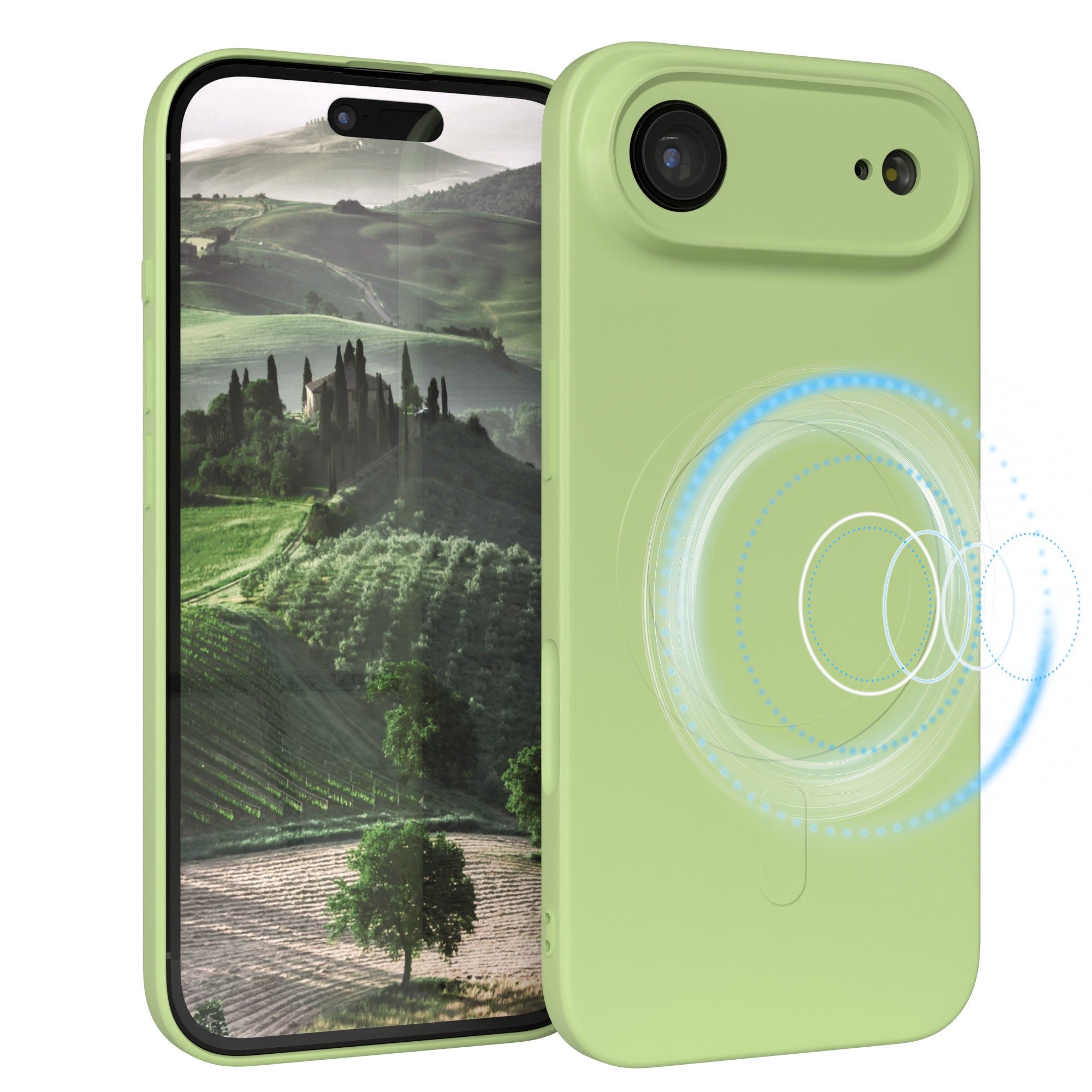 EAZY CASE Handyhülle für Apple iPhone Air Hülle Silikon 6,5 Zoll, Schutzhülle MagSafe kompatibel Anti-Slip Oberfläche kratzfest Grün