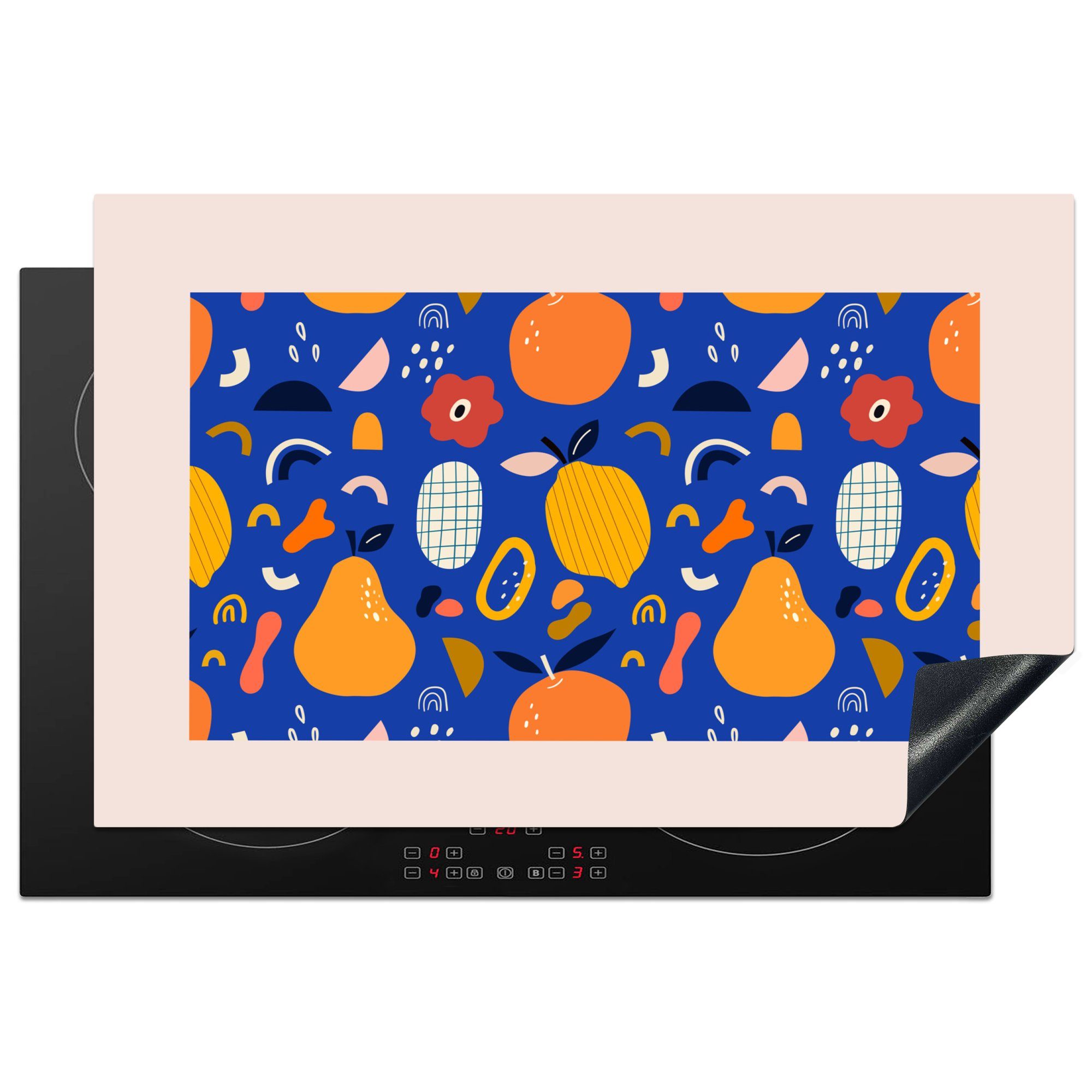 MuchoWow Herdblende-/Abdeckplatte Lebensmittel - Birnen - Zitrone - Obst - Pastell, Vinyl, (1 tlg), 81x52 cm, Induktionskochfeld Schutz für die küche, Ceranfeldabdeckung