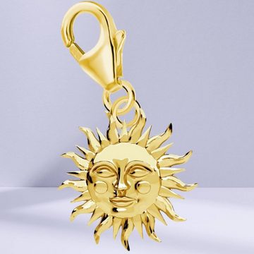 Goldene Hufeisen Charm Sonne Sonne Charm Anhänger 925 Sterling Silber Gelbgold vergoldet, 24K vergoldet