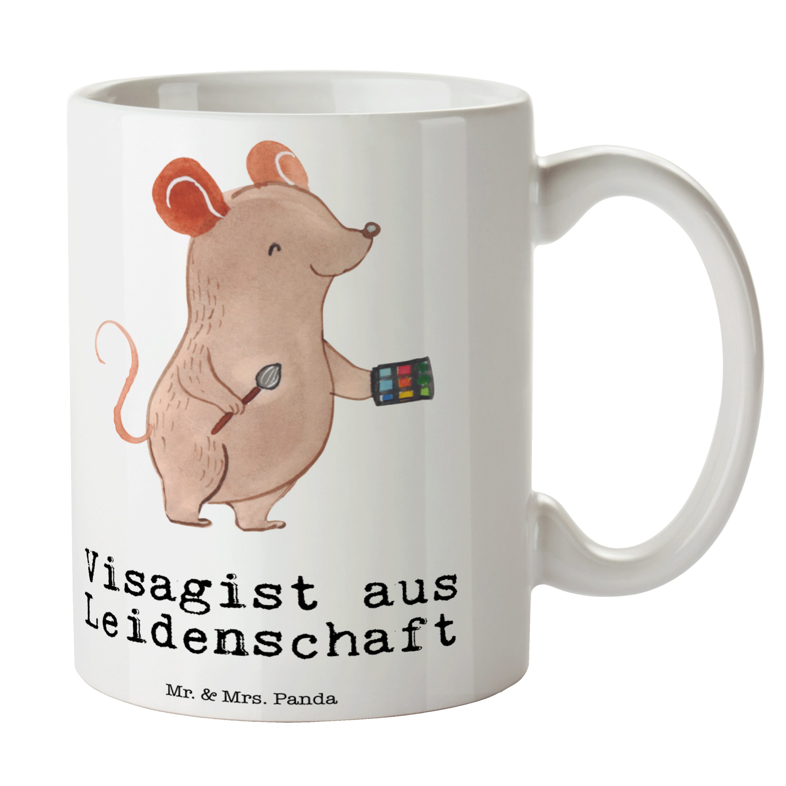 Mr. & Mrs. Panda Tasse Visagist aus Leidenschaft - Weiß - Geschenk, Teebecher, Schenken, Bea, Keramik