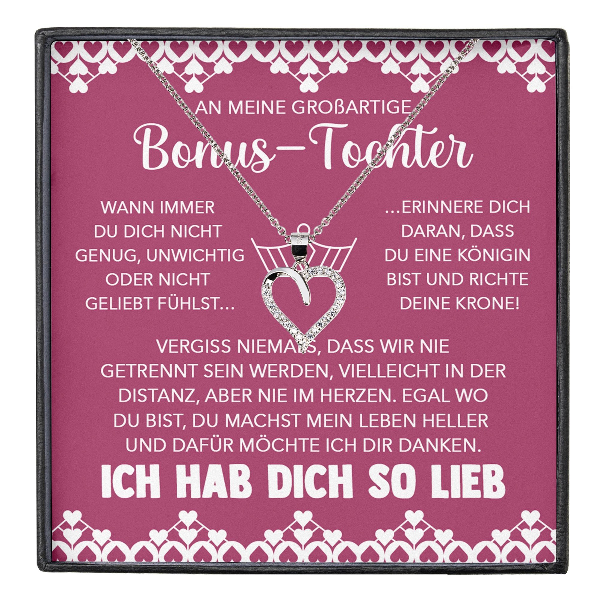 Schmuckset Stieftochter Geschenk Bonus-Tochter Mädchen Herz Halskette Frauen