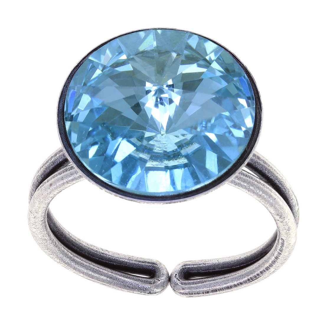 KONPLOTT Solitärring Konplott: Ring Rivoli (Einzelstück, Einzelteil), offene Ringschiene, markanter großer Solitär-Kristallstein