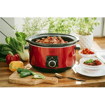 Adler Schongarer AD 6413r, 290,00 W, Langsamkocher, 5,8L, Rot, Multikocher, Topf, Slowcooker, 10 Portionen