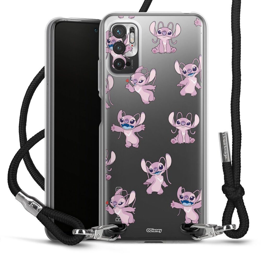 DeinDesign Handyhülle Lilo & Stitch Engel Disney Angel Faces Pattern Transparent, Xiaomi Redmi Note 10 5G Handykette Hülle mit Band Case zum Umhängen
