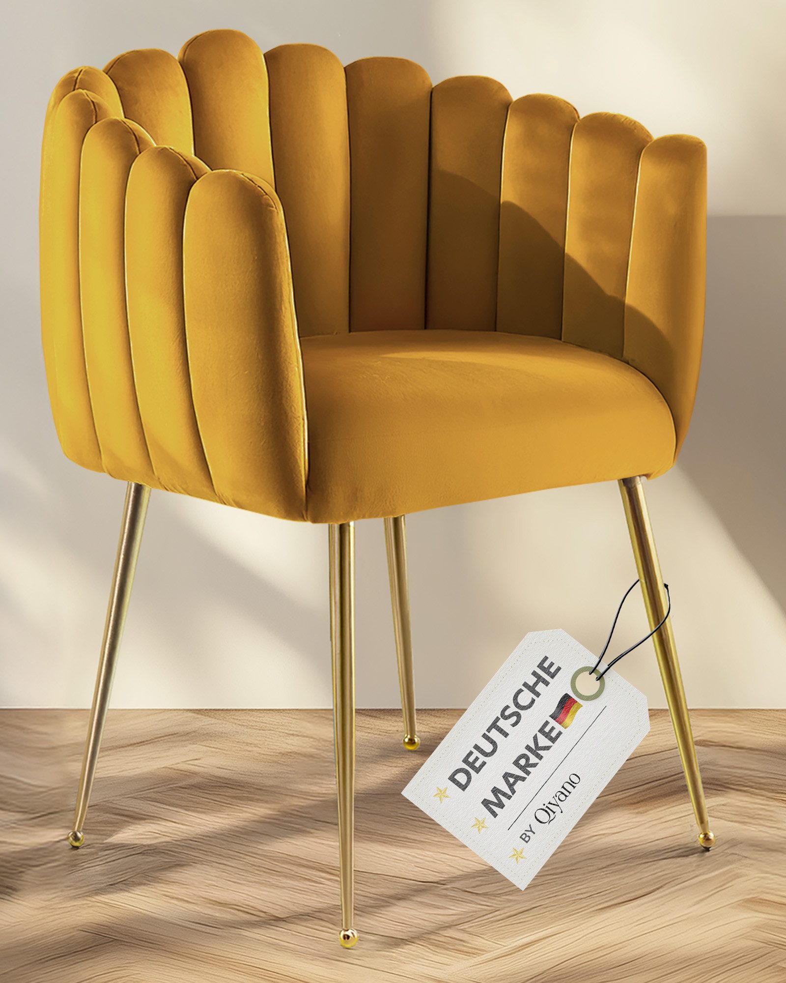 Qiyano Esszimmerstuhl Polsterstuhl Samt Orange - Komfortables Design, Pfleg günstig online kaufen