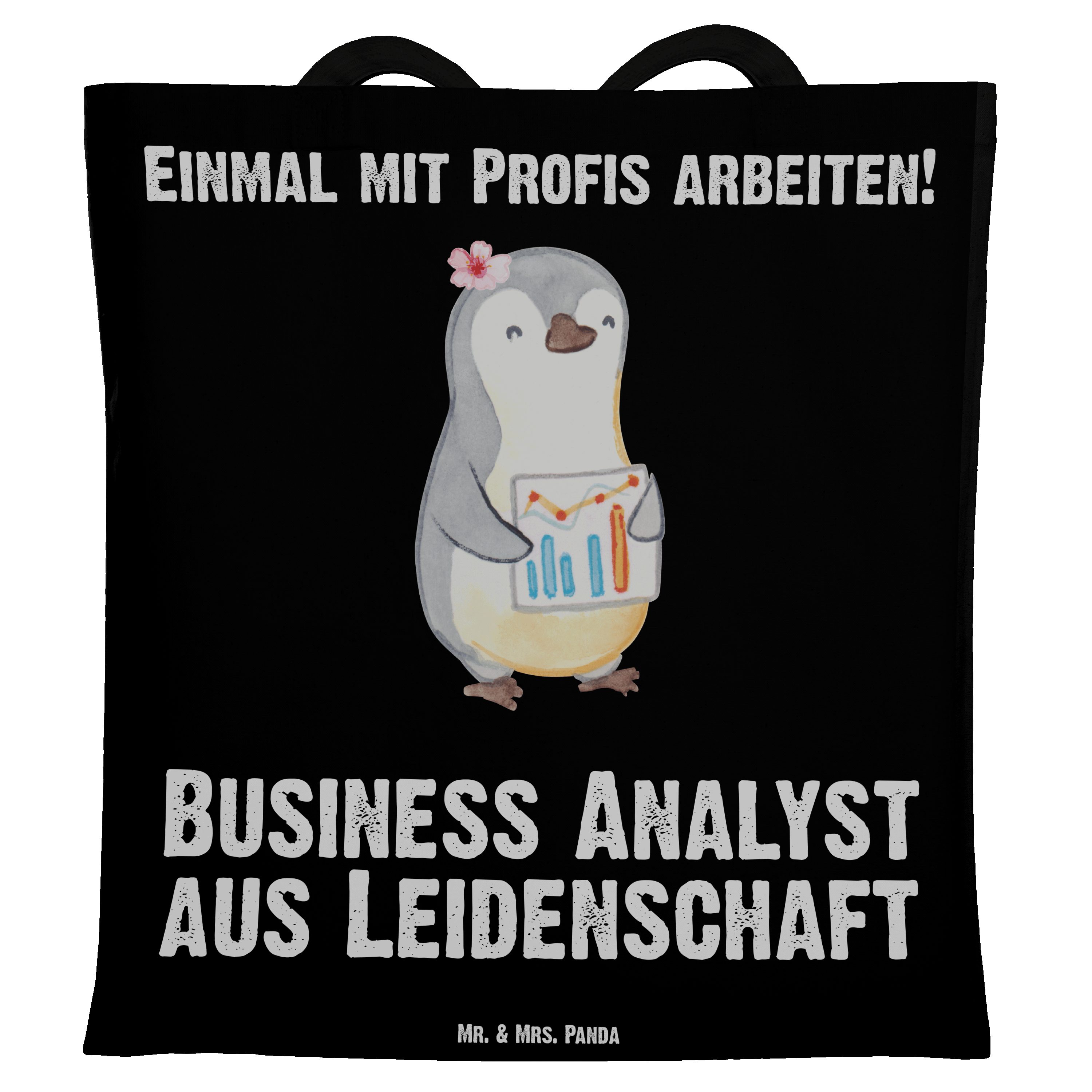 Mr. & Mrs. Panda Tragetasche Business Analyst aus Leidenschaft - Schwarz - Geschenk, Stoffbeutel, (1-tlg)