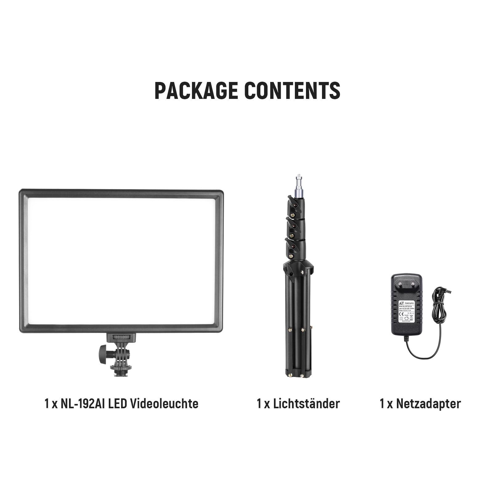 Neewer Videoleuchte NL-192AI 2er 13" LED Videolicht Panel mit Stativ, 8000mAh Batterie, 3200K-5600K CRI 97+ 2400lux, Studio-Licht für Streaming Live YouTube