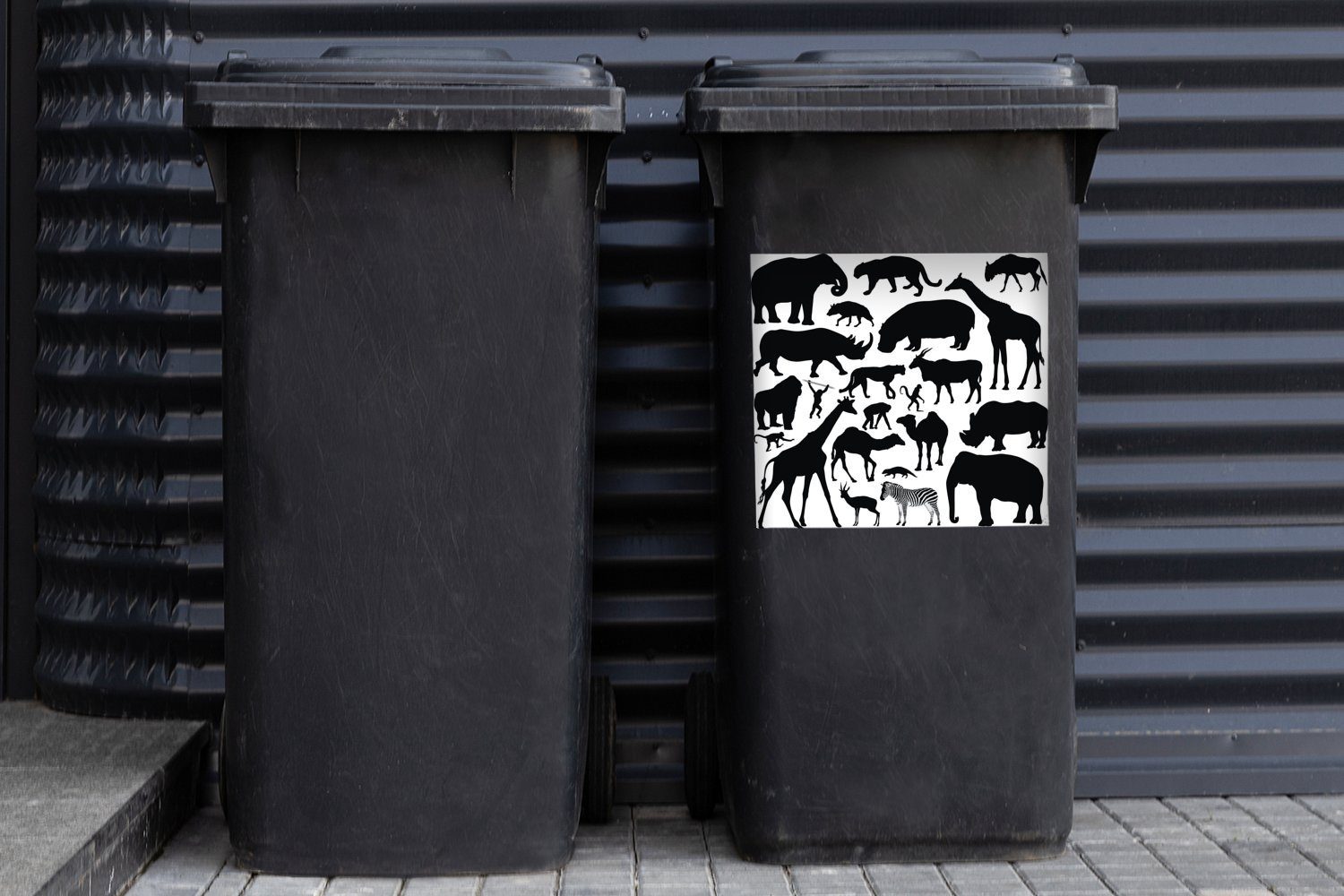 St), Eine Silhouettenillustration Mülleimer-aufkleber, Abfalbehälter Tiere Sticker, Wandsticker Big und Five anderer MuchoWow Container, Mülltonne, (1 der