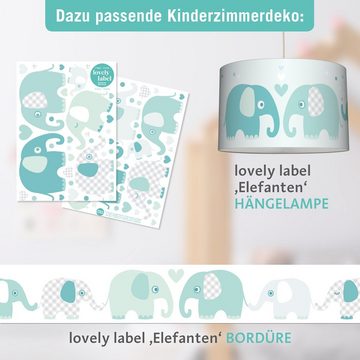 lovely label Wandsticker Elefanten mint/grau - Wandtattoo Kinderzimmer Baby