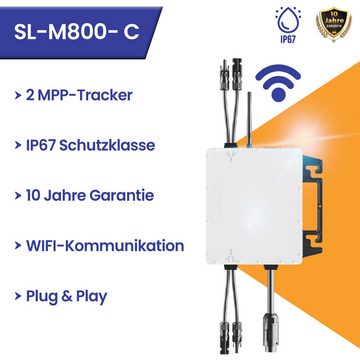 TerraLumen Solaranlage Balkonkraftwerk 850W/800W Photovoltaikanlage Solarkomplettset, Monokristalline Integriertem WiFi Wechselrichter 800W mit Halterung Plug-and-Play-Einrichtung