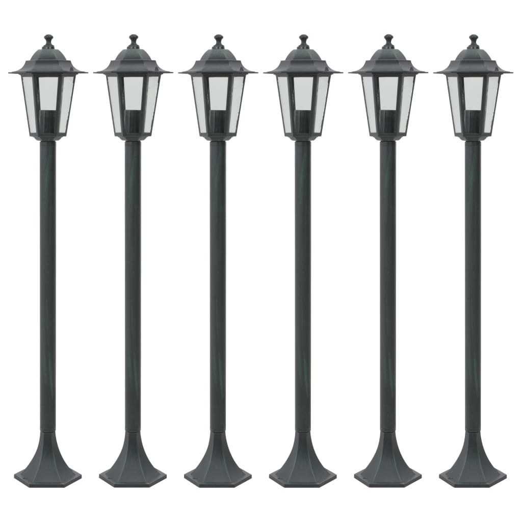 vidaXL Pollerleuchte Garten-Pollerleuchte 6 Stk. E27 110 cm Aluminium Dunkelgrün