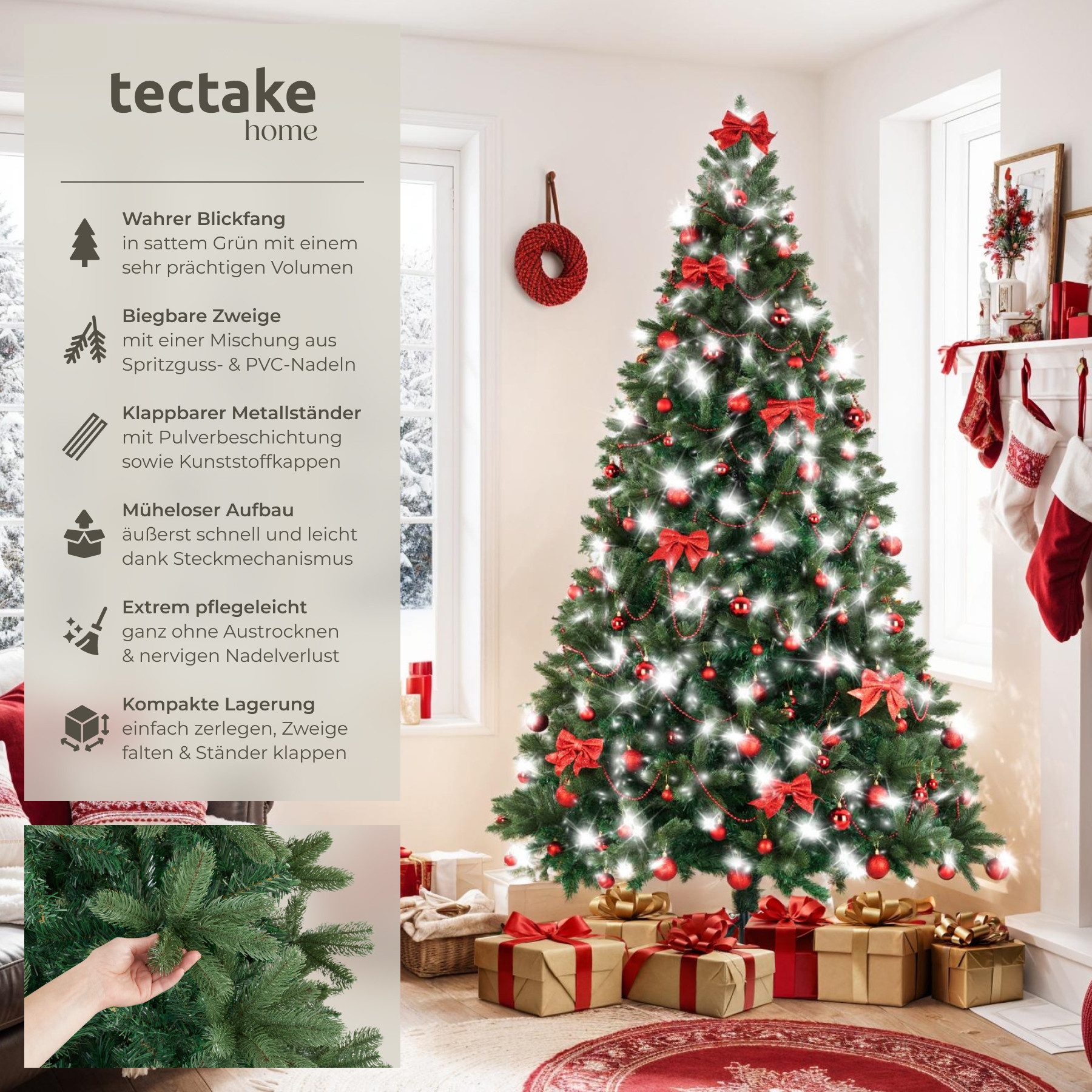tectake Künstlicher Weihnachtsbaum Christbaum Künstlicher Tannenbaum 210 23 günstig online kaufen