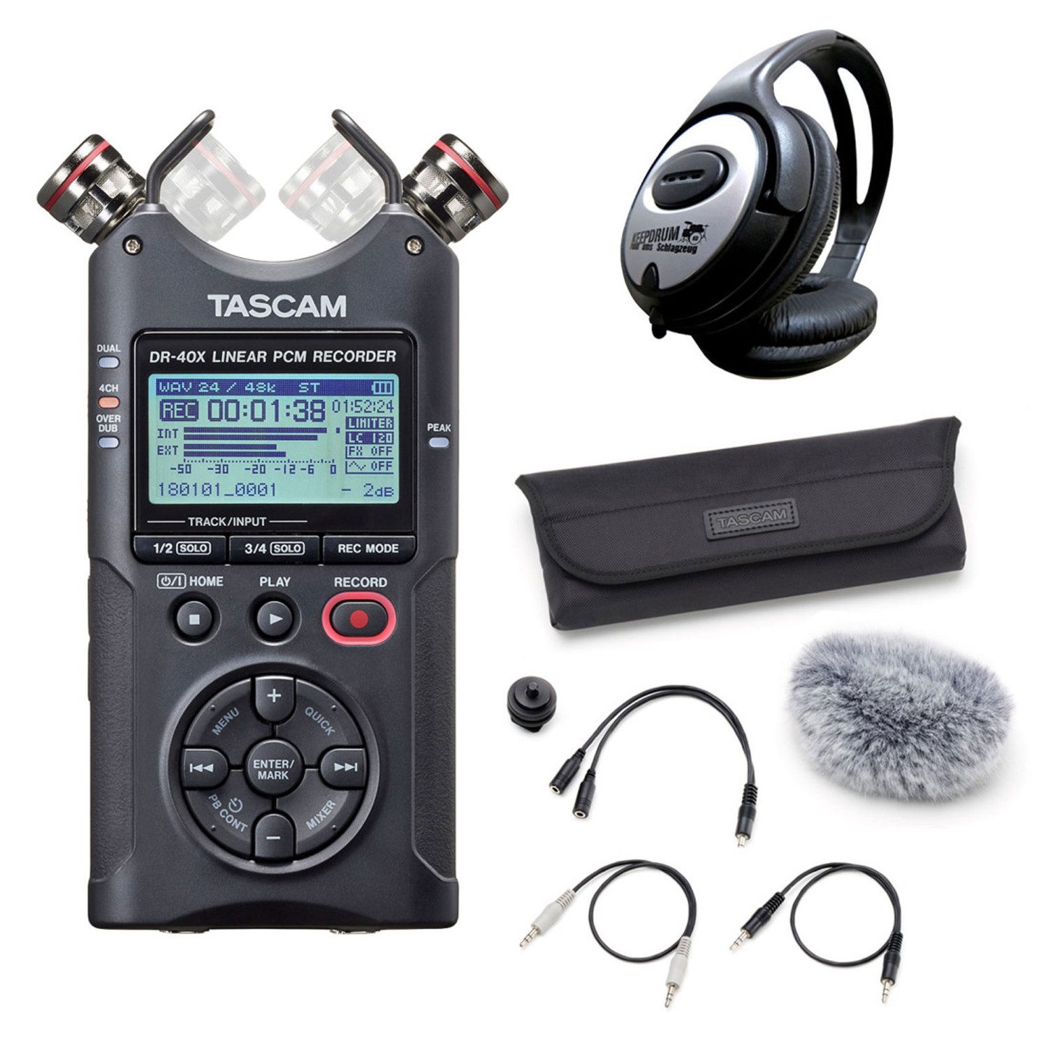Tascam DR-40X Audio-Recorder-Zubehör-Kopfhörer Digitales Aufnahmegerät