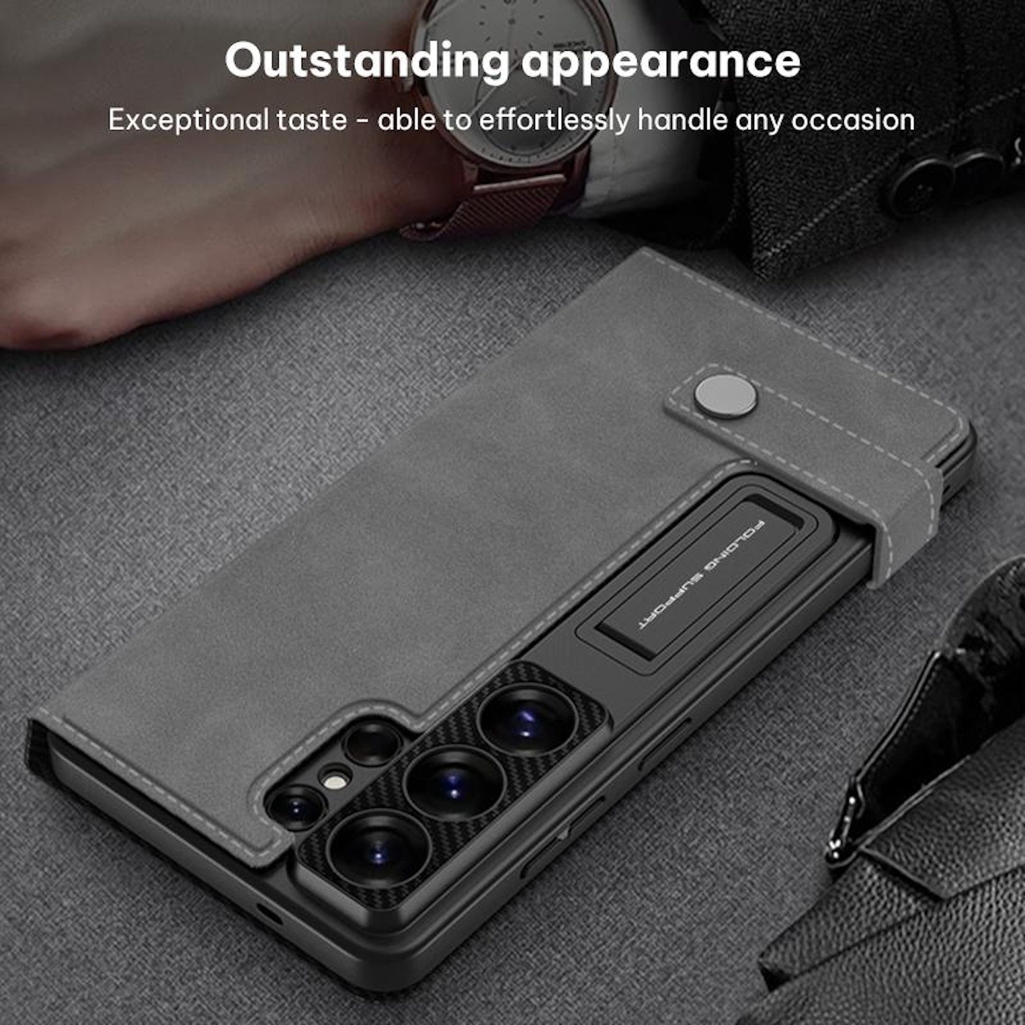 Wigento Handyhülle Für Samsung Galaxy S26 Ultra 5G Leder Tasche Book Hülle Schwarz, Kartenfächer, Magnet-Verschluss, Standfunktion